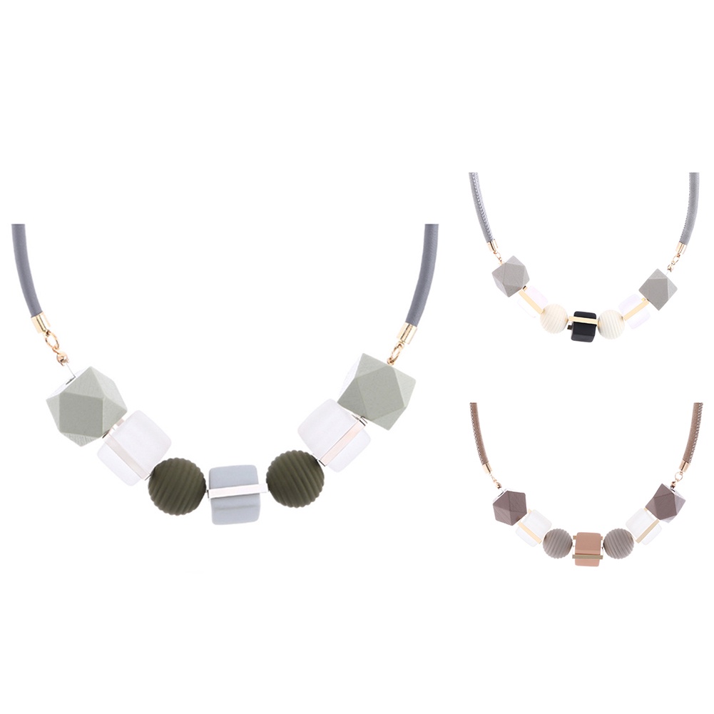 Hu Hu Hu Hu Hu Alat Bantu Pasang Kacamata♡ Kalung Liontin Manik-Manik Geometris Warna-Warni Untuk Wanita