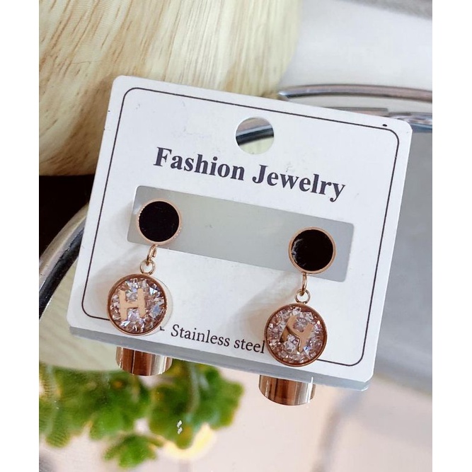 Anting Titanium Asli Rosegold H Anti karat anti alergi Stainless steel Premium An188