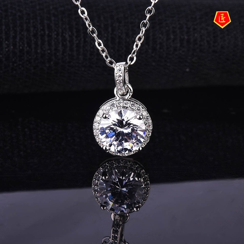 [Ready Stock]Moissanite Pendant Pt950 Platinum Carat Necklace Women's Simple