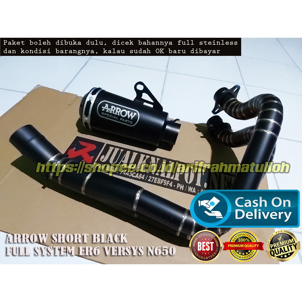 Knalpot ER6 ER6N ER6F Versys 650 Ninja 650 Arrow Short Blackdoff Full System