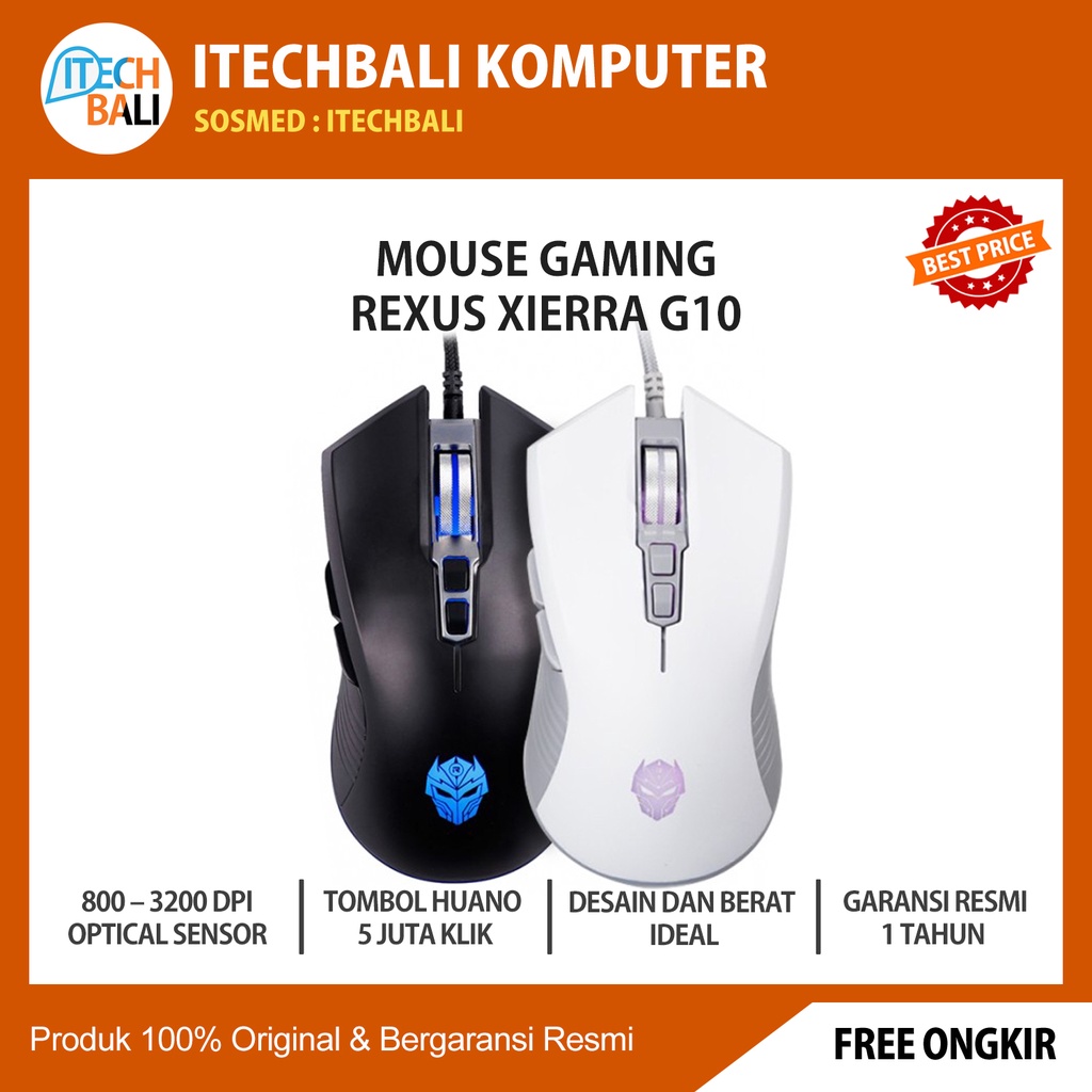 MOUSE MACRO GAMING REXUS XIERRA G10 ORIGINAL | ITECHBALI