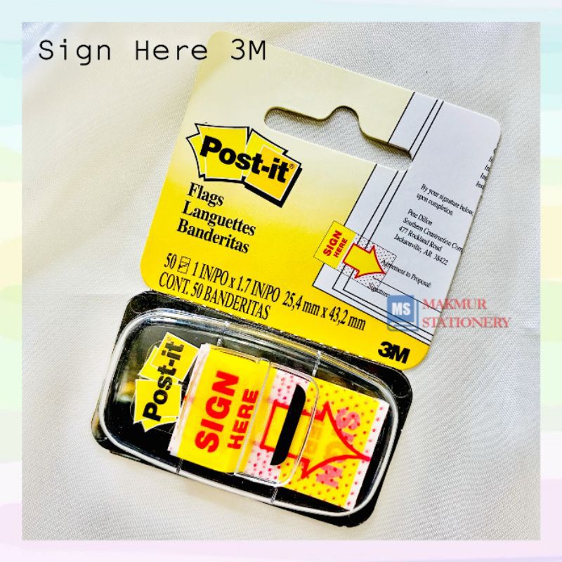 Jual Sticky Notes/Post it/Kertas Memo/Memo Tempel Sign Here 3M Shopee