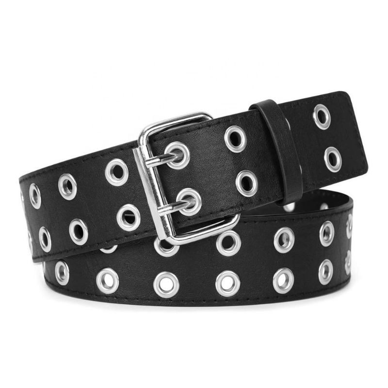 ikat pinggang fashion double eyelets high quality PU leather