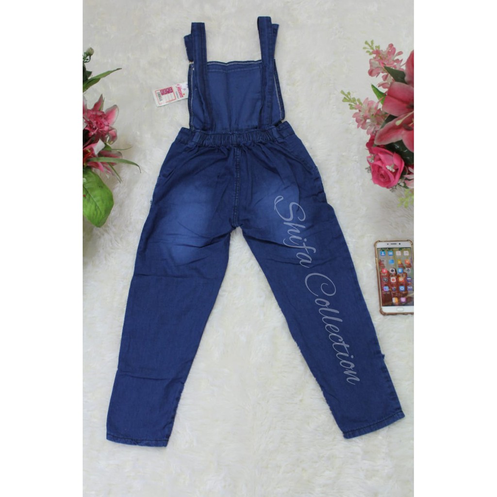 Baju Kodok/ Overall/ Jumpsuit Anak - LED dan Bulu - Bahan Soft Jeans - Size M L XL / 24 25 26 (5-13 Thn)