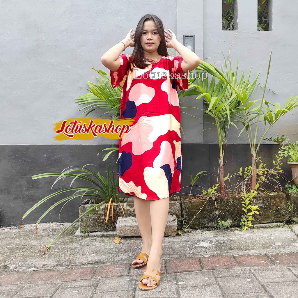 Daster Bali Daisy-Marble Merah