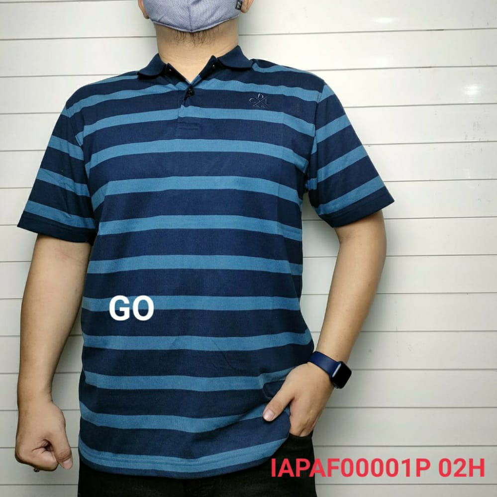 gos CDL By (CARDINAL) POLO T-SHIRT Pakaian Pria Atasan Kaos Polo Berkerah Garis Salur Lengan Pendek