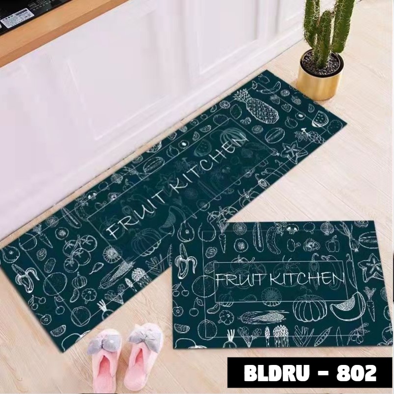 FLEUR-ID - 1 SET PREMIUM BLUDRU (40*60 CM & 40*120 CM) KESET DAPUR LEMBUT ANTI SLIP-BLDRU - 802