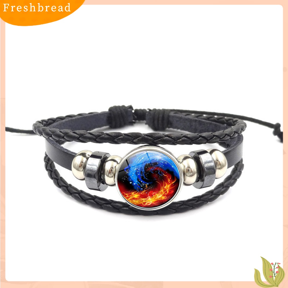 Terlaris Vintage Unisex Yin Yang Pattern Multi-layer Faux Leather Adjustable Bracelet