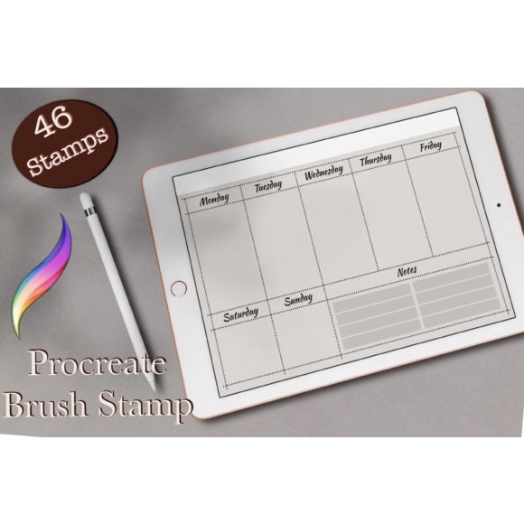 Procreate Brush - 46 Journal Planner Stamp Brushes