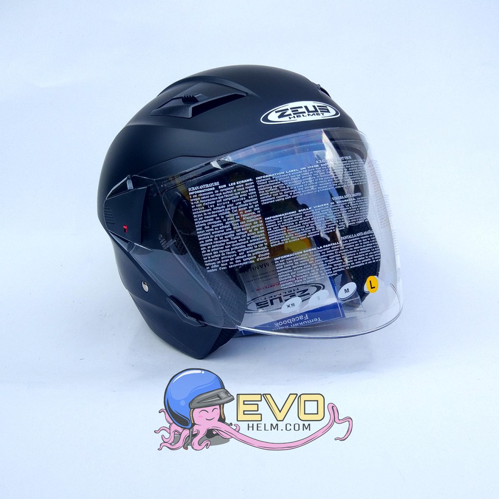 ZEUS ZS611 SOLID MATT BLACK ORIGINAL - HELM ZEUS HALFFACE ZEUS611 BLACKDOFF HITAM DOFF