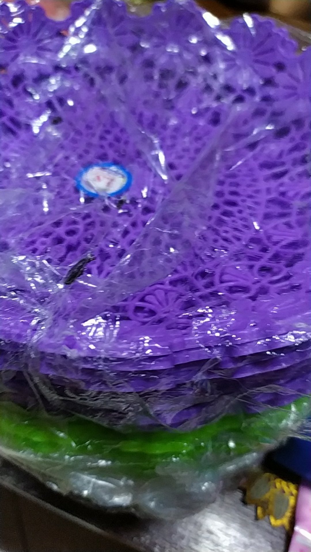 Plate / Piring Anyam Rotan Plastik Warna Motif Bunga / Lckdx Warna 22 Cm