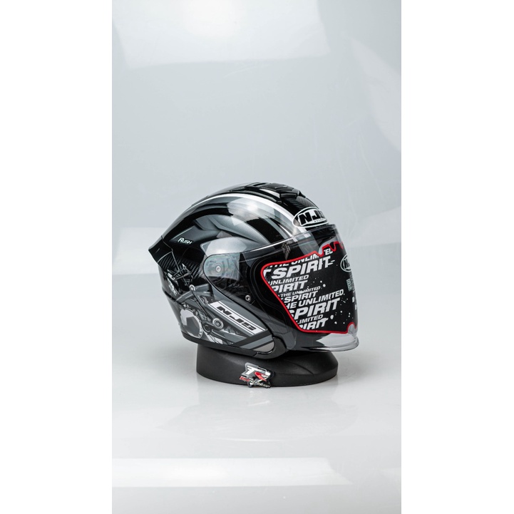 HELM MOTOR NJS KAIROZ RUSH BLACK SILVER HITAM SILVER H/SIL HALF FACE ORI SNI GLOSSY