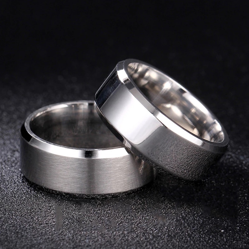 Stainless Steel Double Beveled Frosted Finger Ring / Brushed Polishing Ring / Anti-scratch Surface Jewelry Accessories