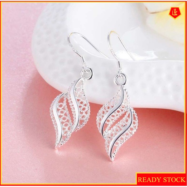 [Ready Stock]Female Geometric Soft Hollow Stud Earrings 925 Silver Fashion