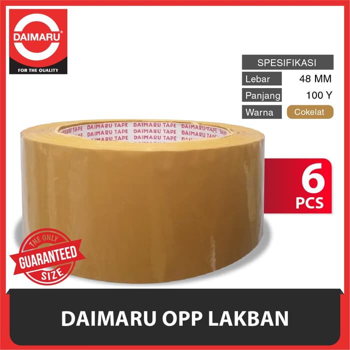 [Paket 1 Slop Isi 6pcs] Daimaru OPP Lakban Coklat 48 mm x 90 Yard