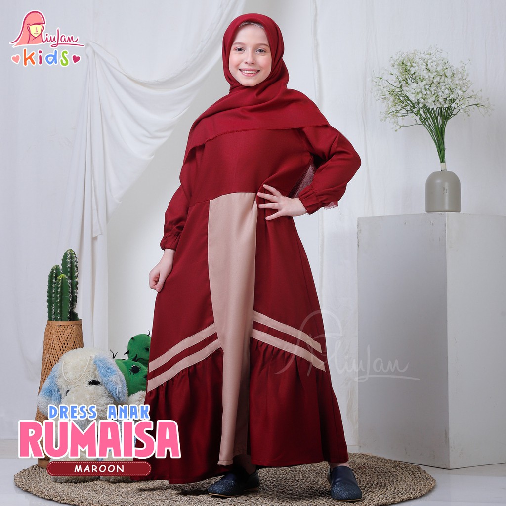 GAMIS ANAK TANGGUNG RUMAISA KIDS SD DRESS MIULAN LEBARAN 2021 COUPLE IBU ANAK 8 SAMPAI 10 TAHUN