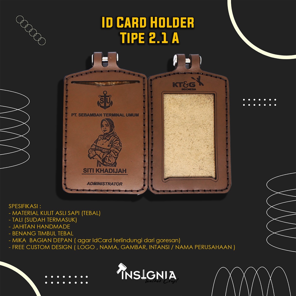 

LANYARD CARD Holder NAMETAG HOLDER ASLI KULIT 100% CUSTOM DESIGN