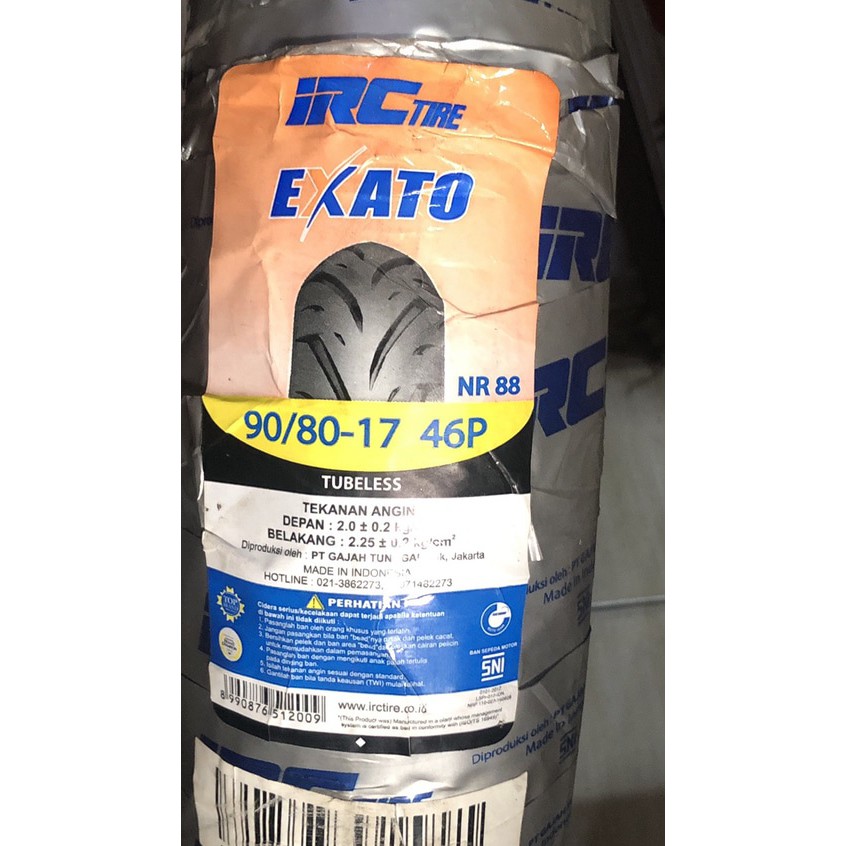 ban luar irc 90/80-17 exato NR88 tubeless