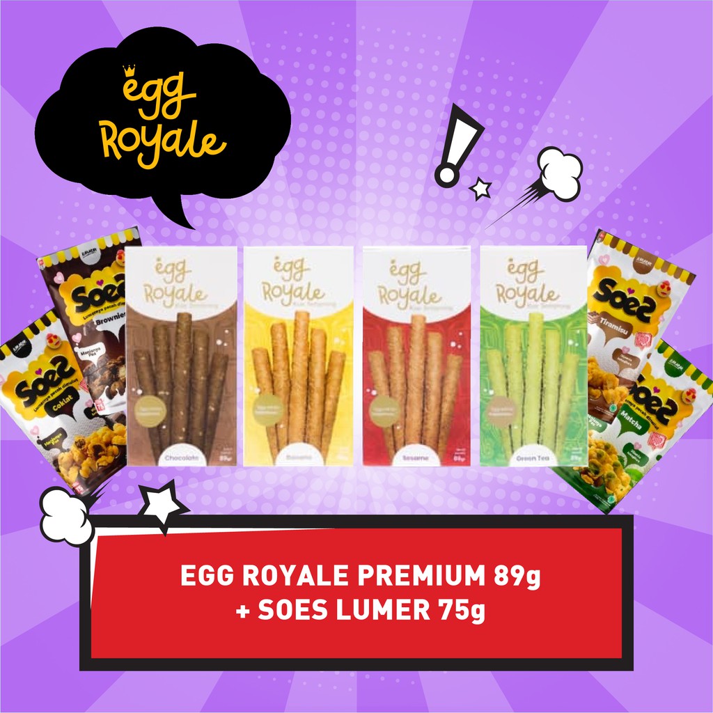 Egg Royale 89gr Bonus Soes Kering Lumer 100gr Snack Camilan Garing Cemilan Instant Kue Sus