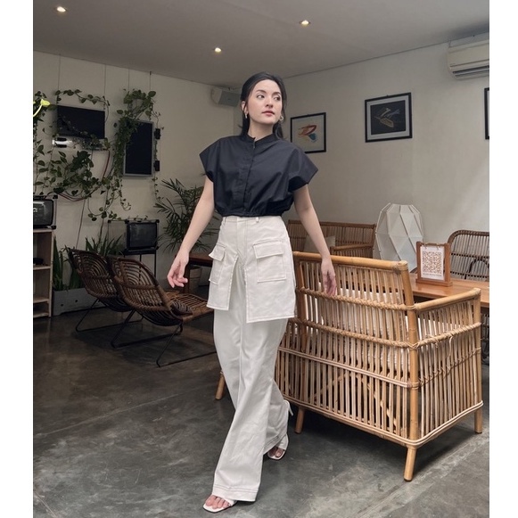 BEFAST - ZRX OOTD Wanita Celana Pocket HANSA / Bess Palazo Pocket Pants / Celana Panjang Fancy Fashion Korea / Celana Kulot Kekinian Remaja Trendy / Celana Unik / Kulot Panjang Casual / Outfit Remaja Hangout / Terbaru 2022 / Celana Panjang Kulot Kantong