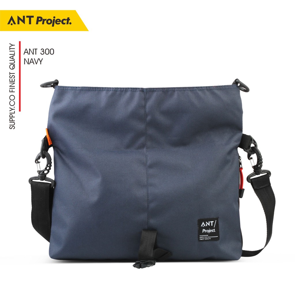 ANT PROJECT Tas Selempang Pria Distro Murah Keren Messenger Bag Cowok Canvas Cordura Premium Biru Navy