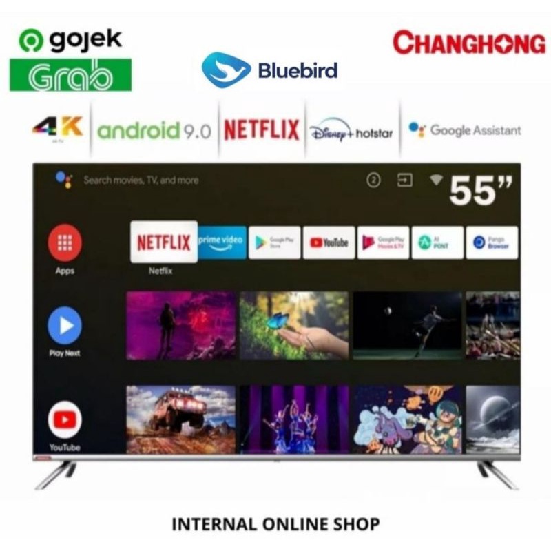 Changhong U55H7 Smart TV 55 Inch 4K Android TV Garansi Resmi