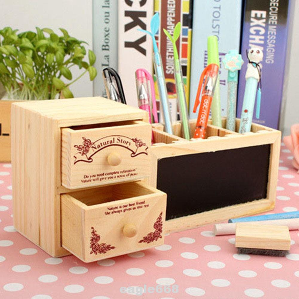 Cute Office Accessories School Slot Wooden Pen Holder Shopee Indonesia