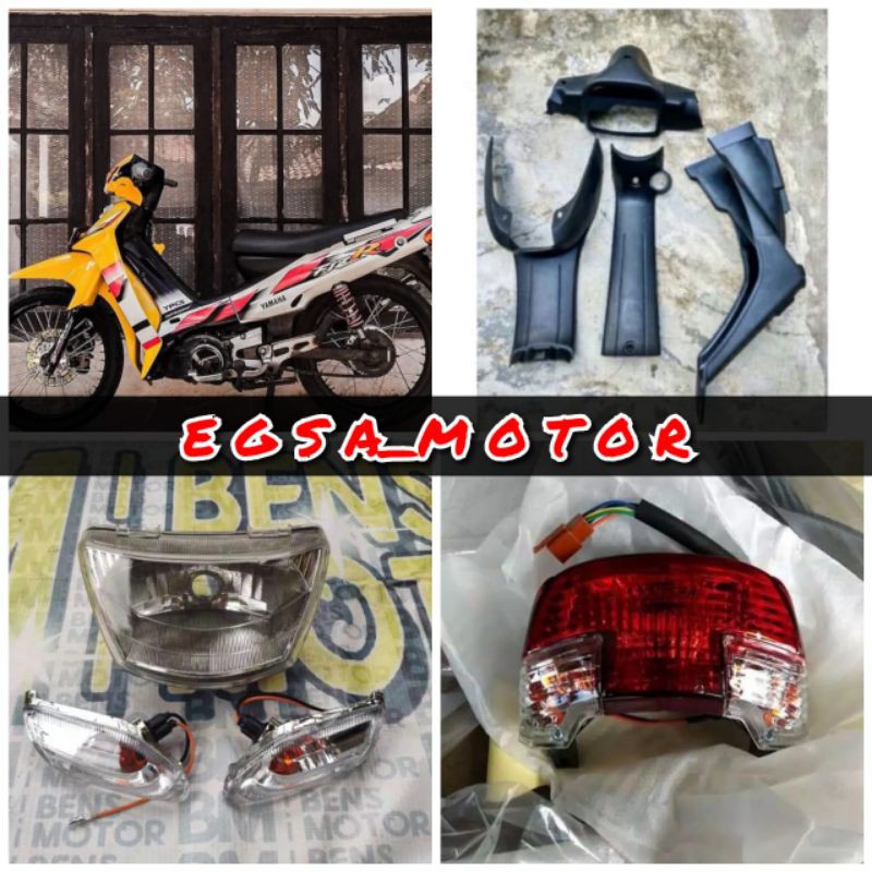 fullset body kasar halus + lampu² Yamaha F1ZR/fizr wrna kuning putih plus striping