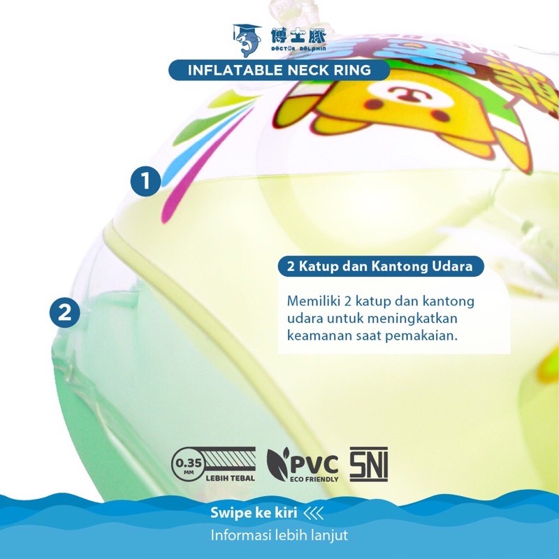 DOCTOR DOLPHIN Baby NECKRING Free POMPA - Neck / Swim Ring warna - Ban Renang / Pelampung Bayi SNI