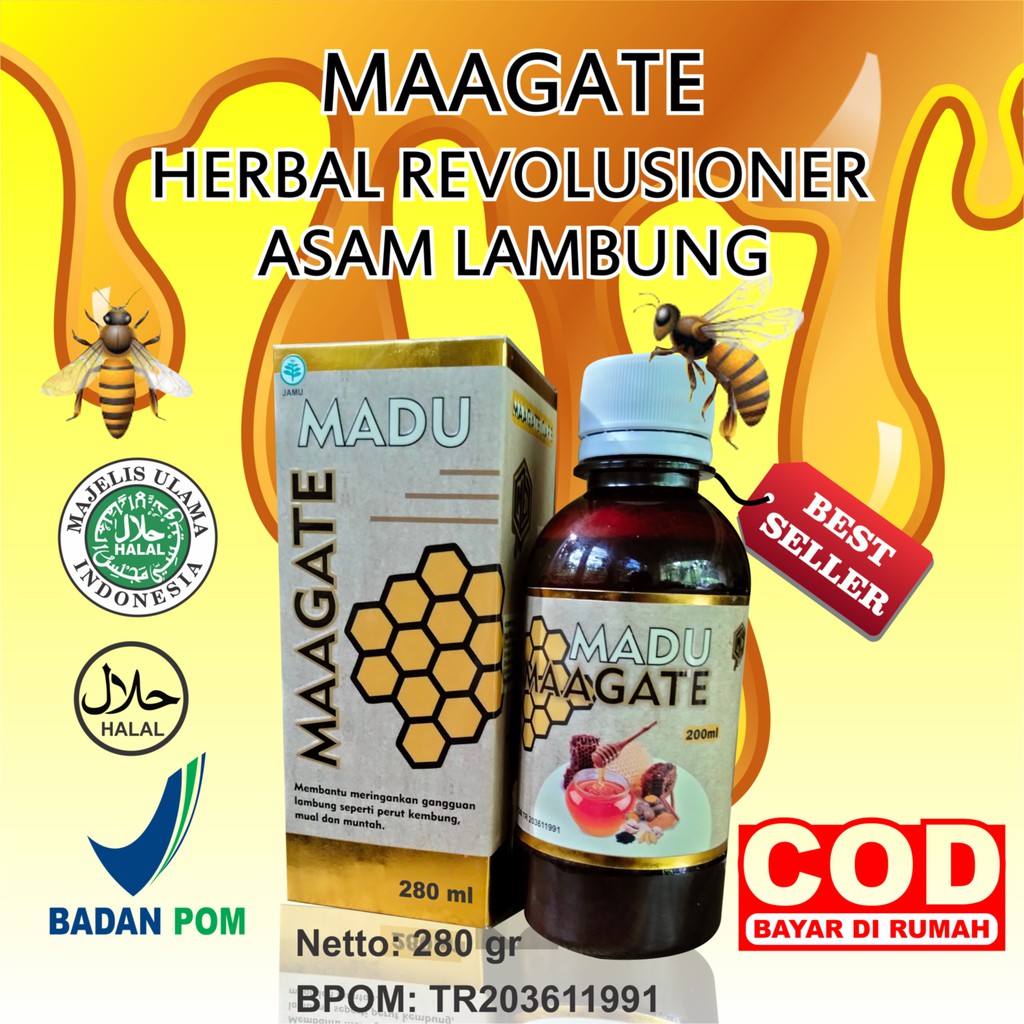 Madu Maagate Mengatasi Asam Lambung Ringan & Kronis,100% Herbal Asli BPOM