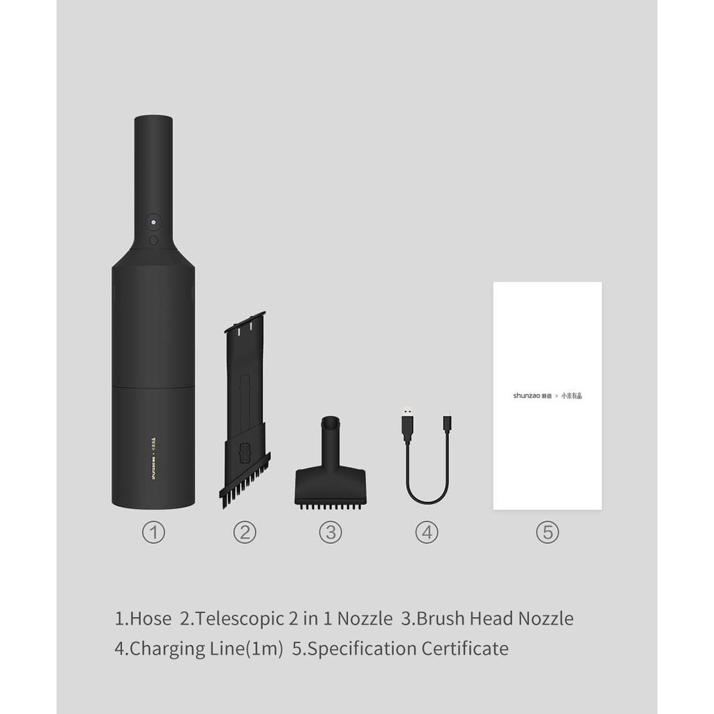 SHUNZAO Z1 - Portable Wireless Handheld Vacuum Cleaner WHITE
