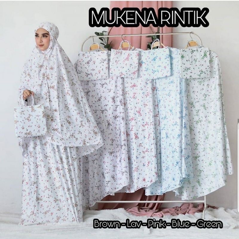 RUKOH RUKO MUKENA BALI PERLENGKAPAN BAJU PAKAIAN SHOLAT SHALAT WANITA MOTIF RINTIK BUNGA GRADASI KOM