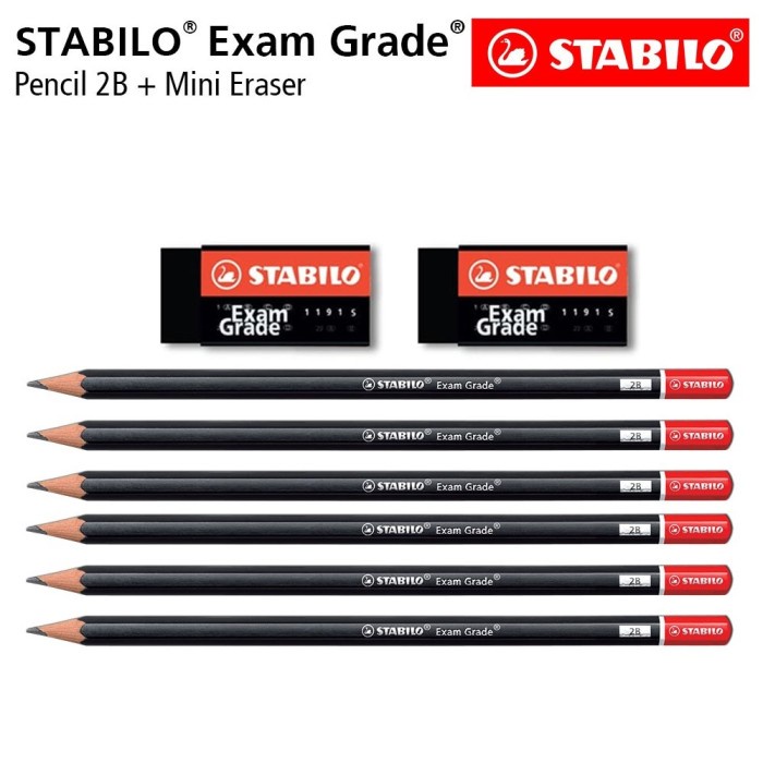 

STABILO Exam Grade - Set 8pcs - Pencil 2B Mini Eraser