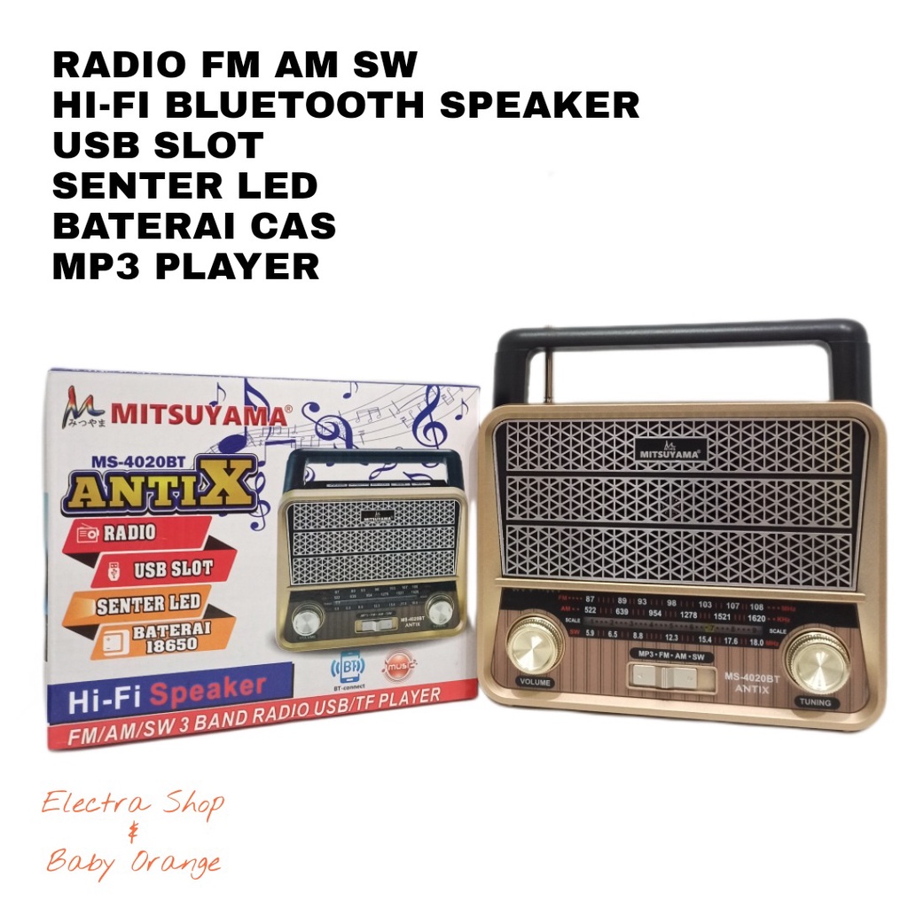 Radio Speaker Bluetooth Mp3 Player Senter FM AM SW PORTABLE MITSUYAMA
