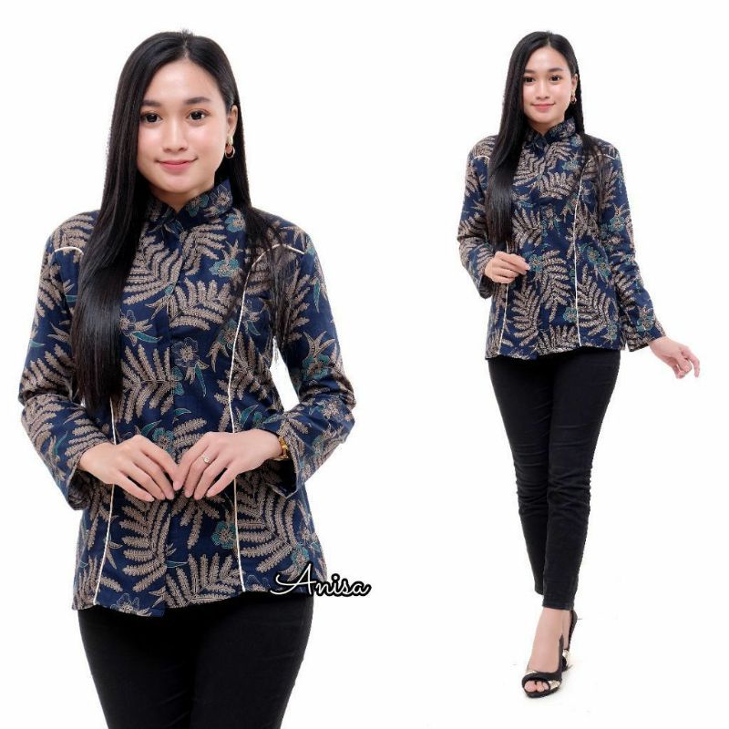 BATIK WANITA ATASAN KANTOR MODERN MONALISA GENES M,L,XL,XXL asli PEKALONGAN-BK Putri Malu