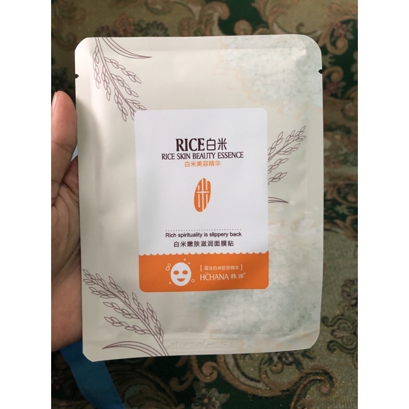 (cyber) cod terbaru  HCHANA RICE SKIN BEAUTY ESSENCE SHEET MASK MASKER WAJAH BERAS