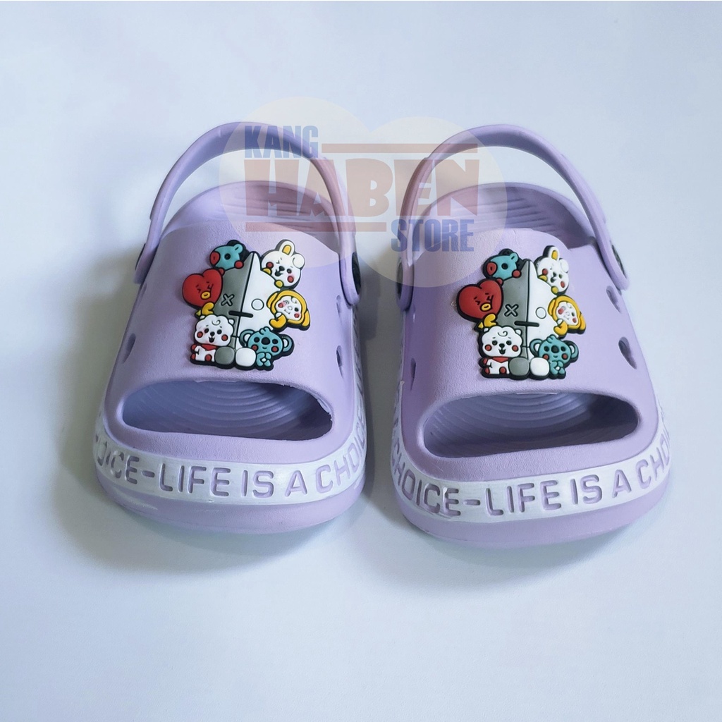 Sandal Anak Bayi Cewek Cowok Kararkter Kartun BT21 Sendal Ringan Belajar Jalan 383E 20-25