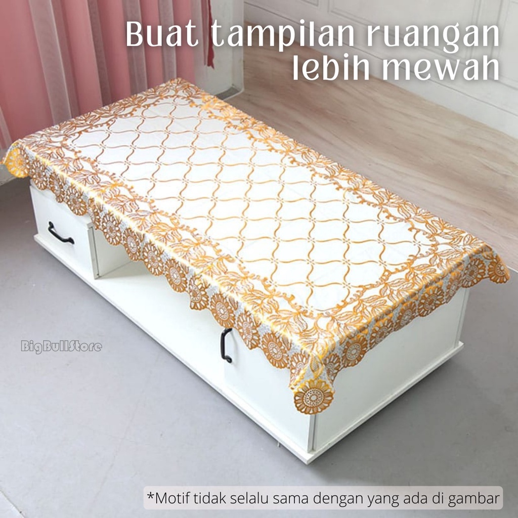 Taplak Meja Tamu Anti Air / Waterproof Motif Semua Ukuran Gold / Silver