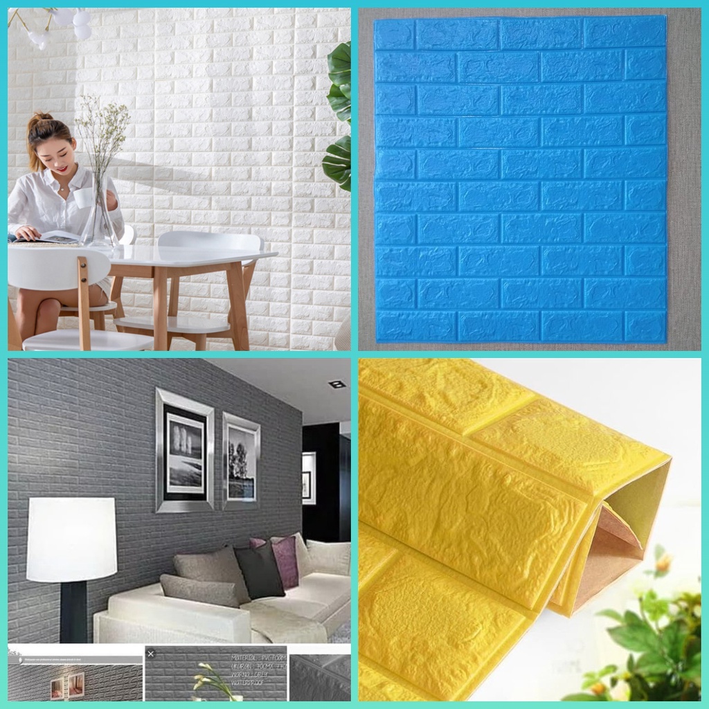 Wallpaper 3D Foam White Clasic Brick Ukuran 77Cm x 70Cm Wallpaper Dinding Timbul Murah - Unikdekorasi