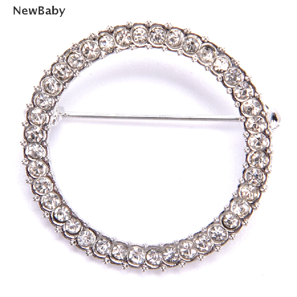 Newbaby Bros Pin Bulat Simple Hias Kristal Holder Aksesoris Wanita