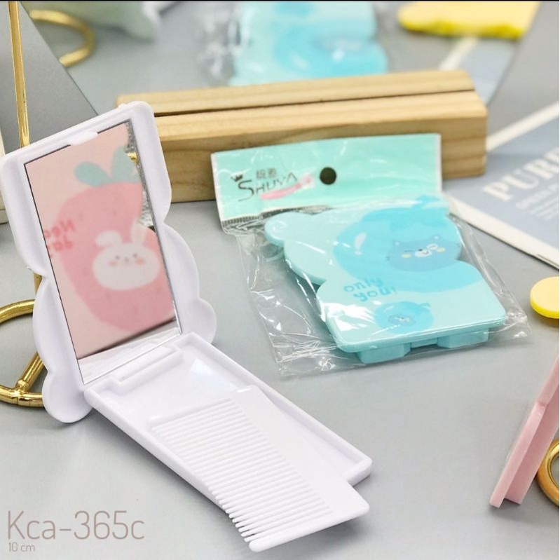 Cermin Sisir Portable Korean style isi 2 Pcs (Cermin + Sisir) Import Best Seller