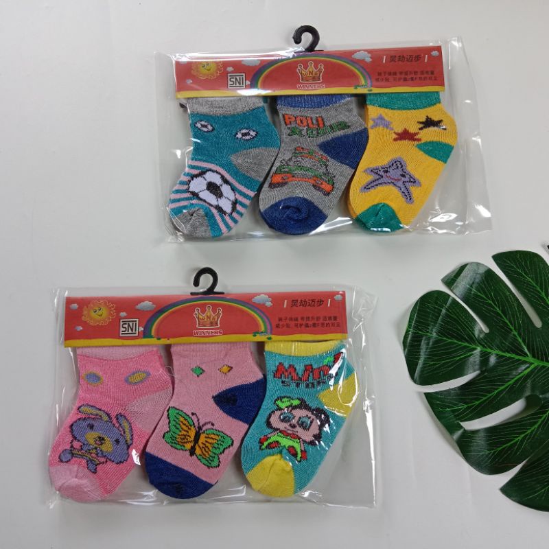 Bundle 3 Pasang Kaos Kaki Bayi Anak Usia 0 - 1 Tahun