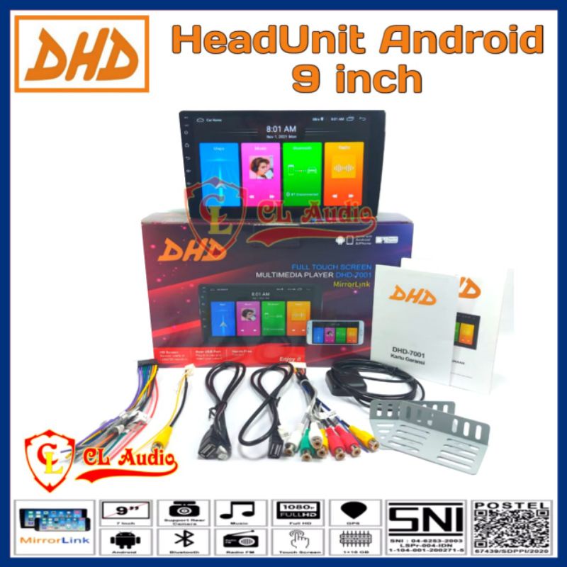 Head Unit Android DHD 9 Inch DHD-7001 Layar IPS