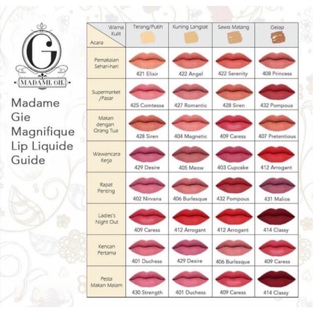 READY Madame Gie Magnifique Lip Liquid Lip Cream Matte Classic Nude Series Make Up Bibir ORIGINAL 100%