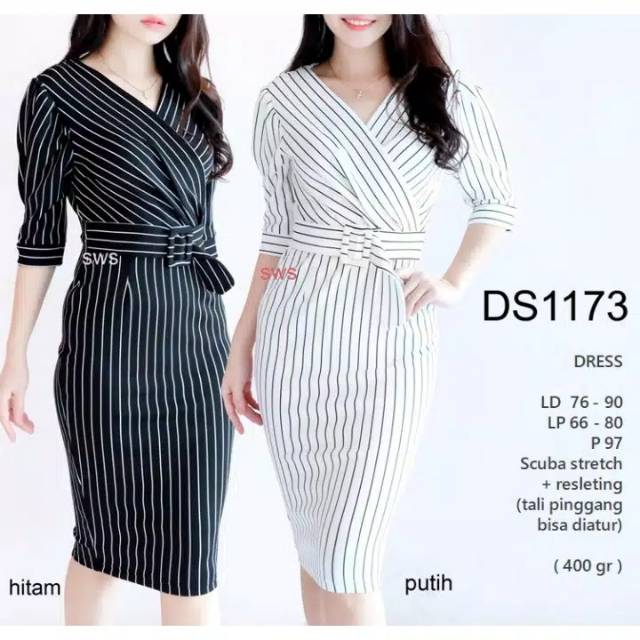 Dress Kantor Dress Pesta Dress Formal Wanita Dengan Tali Pinggang