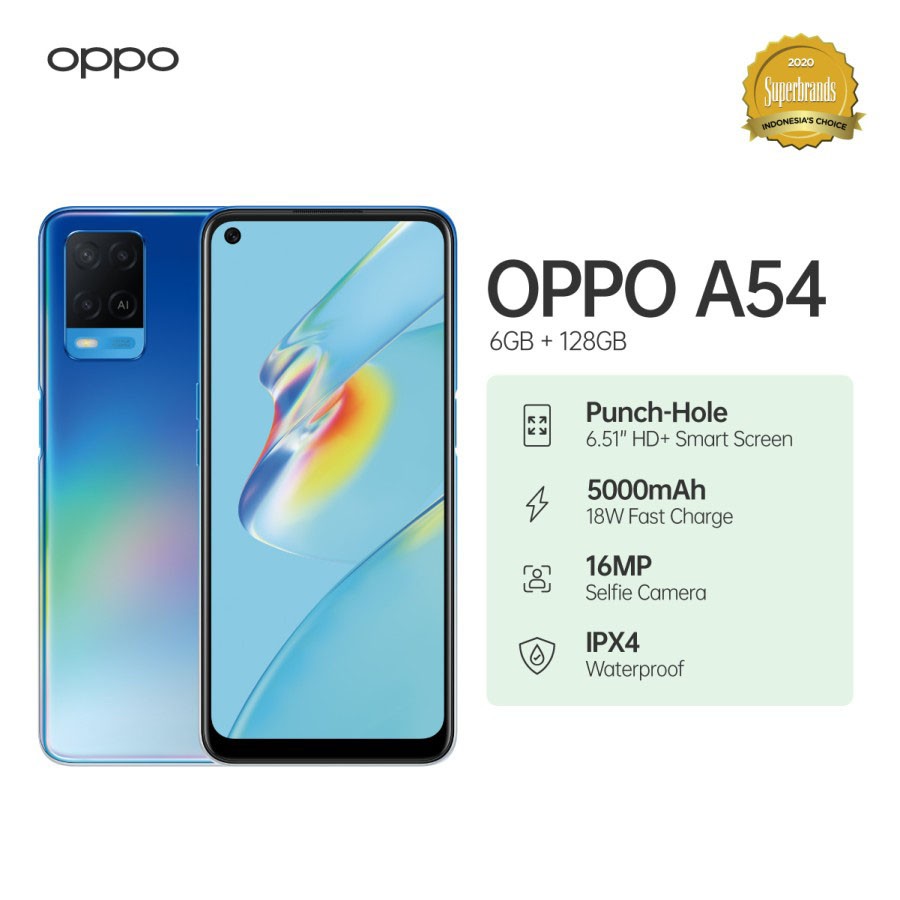 HANDPHONE BARU OPPO A54 RAM 6/128GB GARANSI RESMI 1 TAHUN | Shopee