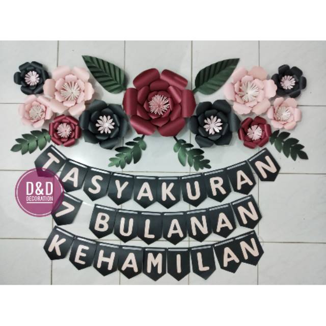 Paperflower & bunting flag tasyakuran 7 bulanan kehamilan