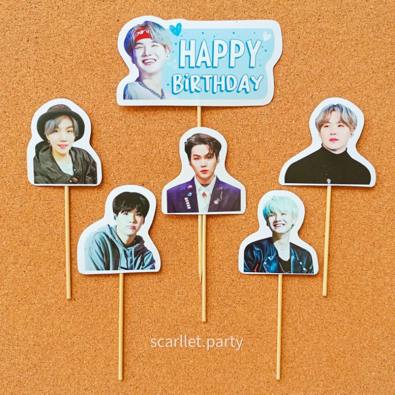 TOPPER CAKE SUGA BTS HAPPY BIRTHDAY HBD ULTAH ULANG TAHUN YOONGI HIASAN KUE DEKORASI ULANG TAHUN DEK