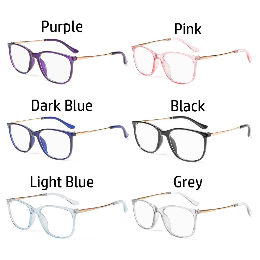 ROW Fashion Eyeglasses Vintage Ultra Light Frame Anti-Blue Light Glasses Portable Women Men Computer Square Eye Protection/Multicolor