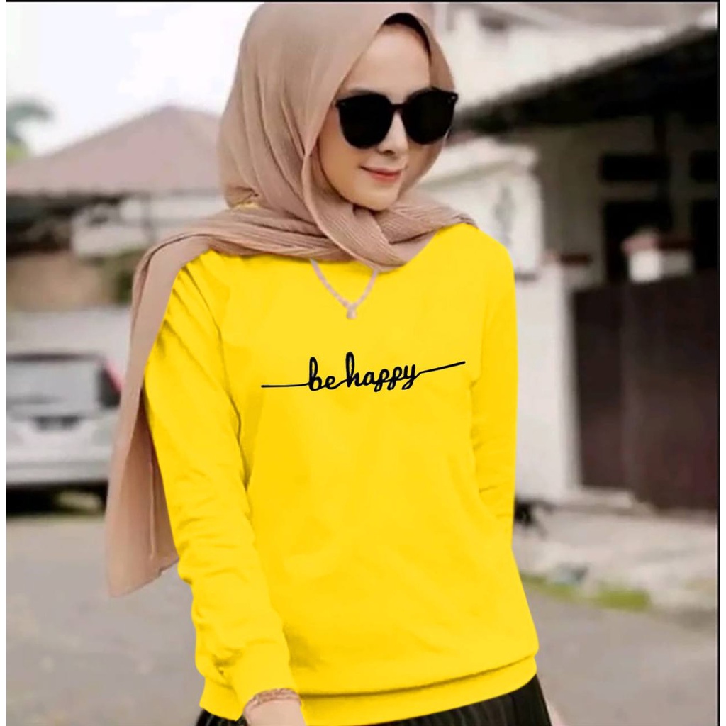 ORENBEE BAJU WANITA DEWASA LENGAN PANJANG BAJU CEWEK DISTRO TRENDY LENGAN PANJANG BEHAPPY